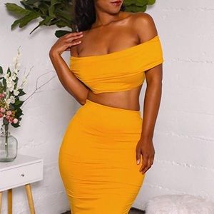 2Pc Yellow Maxi Dress